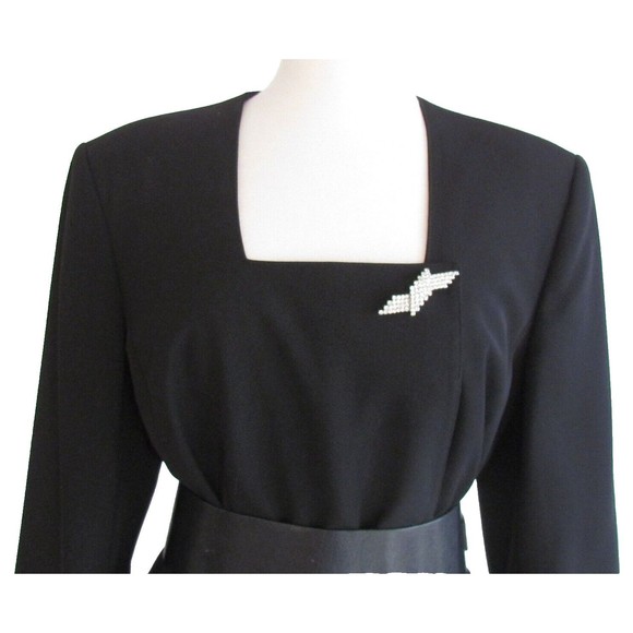 Vintage Designer Solini New York Black Square Neck Fox Fur Cuffs Jacket 16.R - Picture 12 of 16